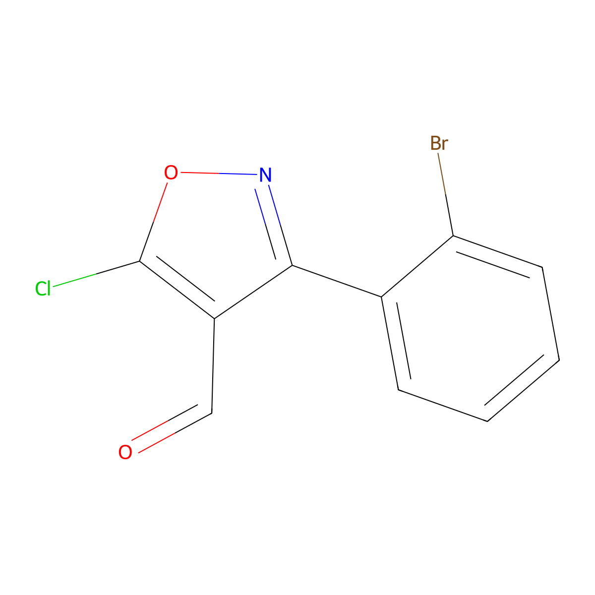3-(2-Bromophenyl)-5-chloro-1,2-oxazole-4-carbaldehyde molecular structure, CAS 1188135-27-4