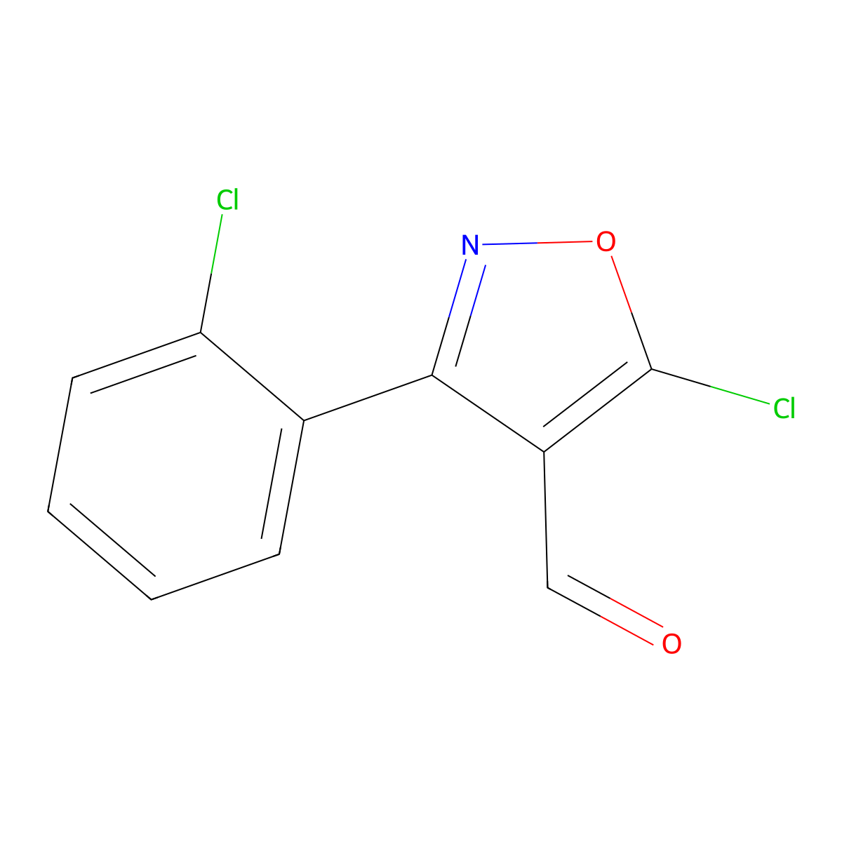 5-Chloro-3-(2-chlorophenyl)-1,2-oxazole-4-carbaldehyde molecular structure, CAS 1188135-41-2