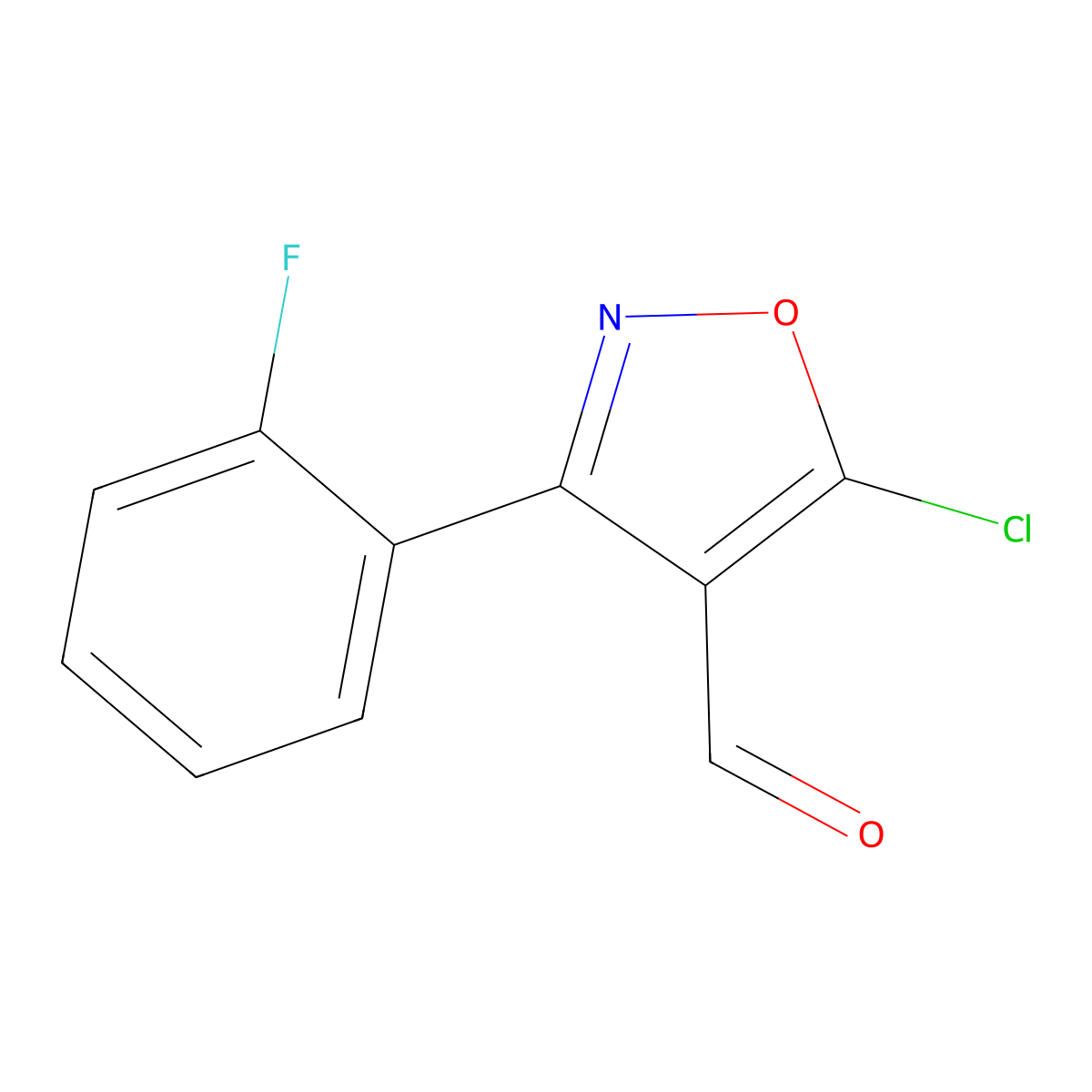 5-Chloro-3-(2-fluorophenyl)-1,2-oxazole-4-carbaldehyde molecular structure, CAS 1188135-55-8