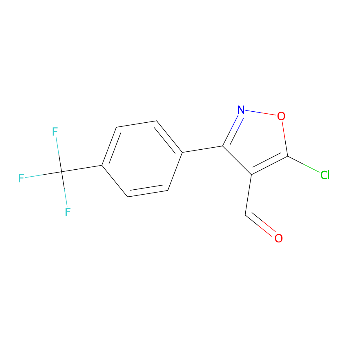 5-Chloro-3-[4-(trifluoromethyl)phenyl]-1,2-oxazole-4-carbaldehyde molecular structure, CAS 1188136-23-3