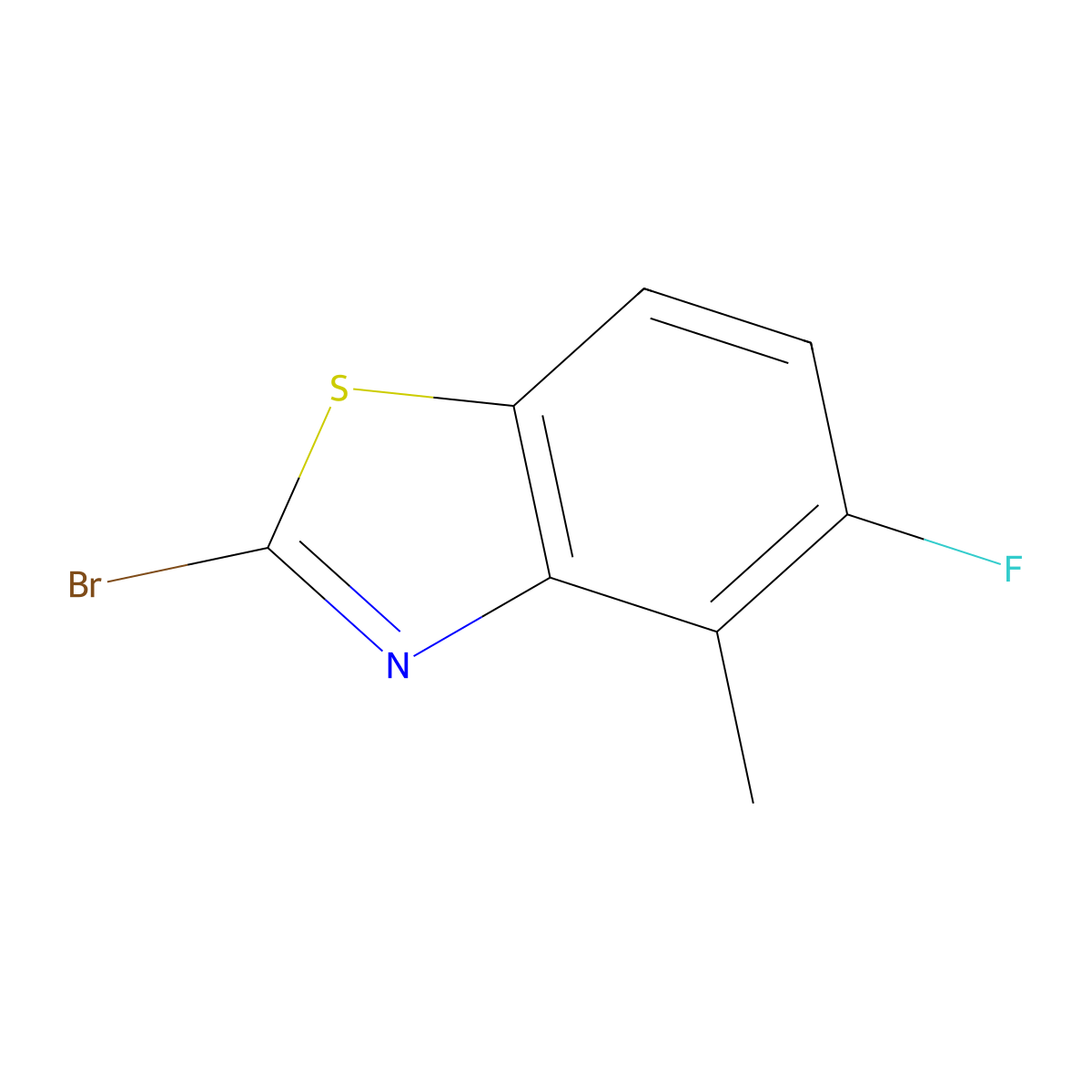 2-Bromo-5-fluoro-4-methyl-1,3-benzothiazole molecular structure, CAS 1188139-00-5