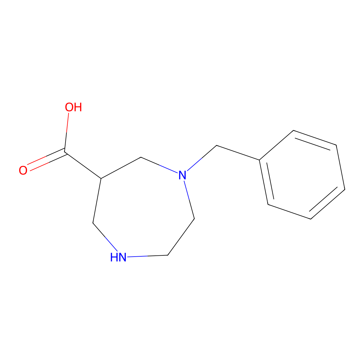 1-Benzyl-1,4-diazepane-6-carboxylic acid molecular structure, CAS 1188143-13-6
