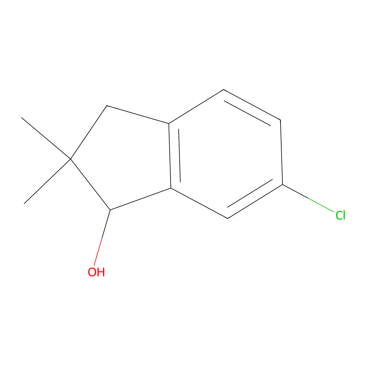 6-chloro-2,2-dimethyl-2,3-dihydro-1H-inden-1-ol molecular structure, CAS 1188144-98-0