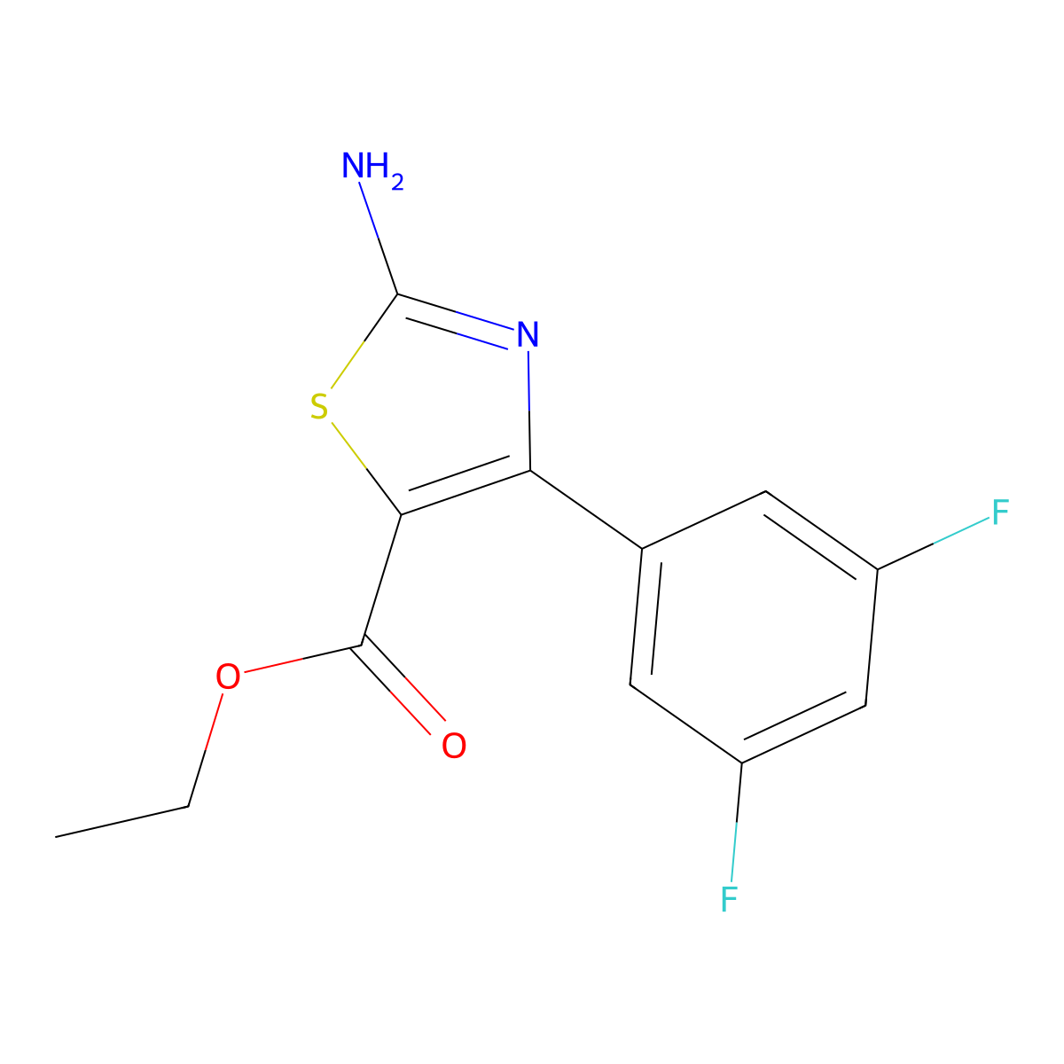 Ethyl 2-amino-4-(3,5-difluorophenyl)thiazole-5-carboxylate molecular structure, CAS 1188151-91-8