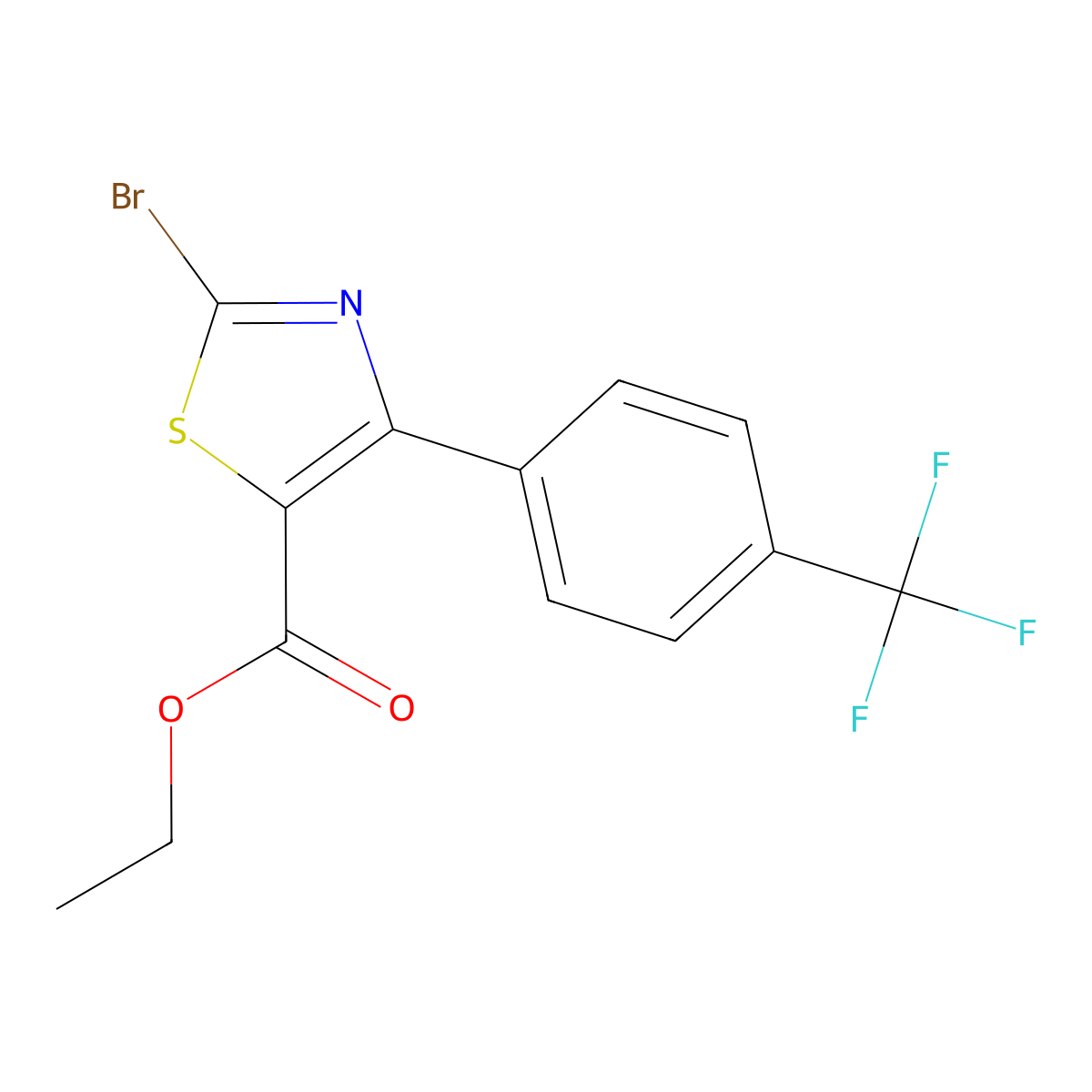 Ethyl 2-bromo-4-(4-(trifluoromethyl)phenyl)thiazole-5-carboxylate molecular structure, CAS 1188153-49-2