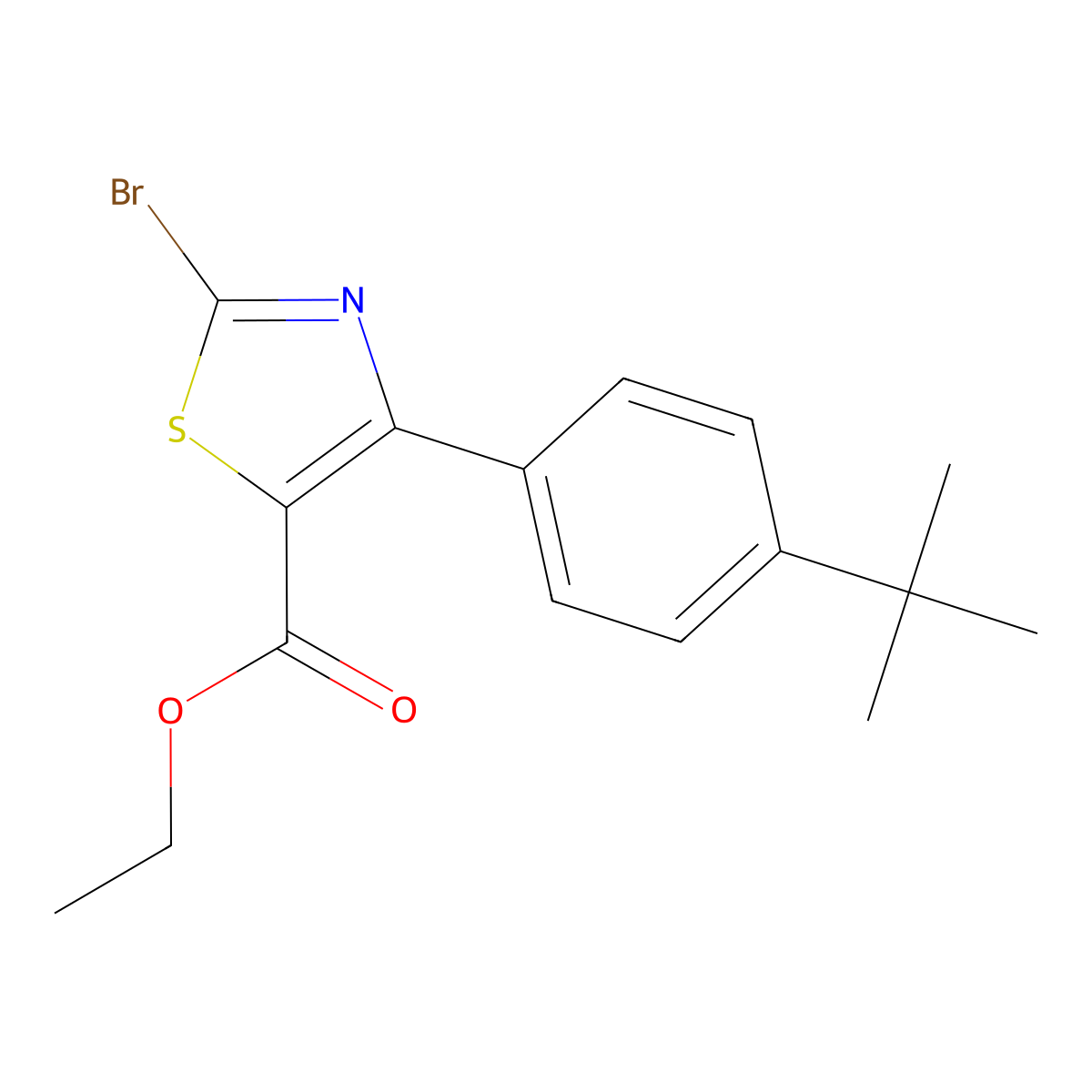 Ethyl 2-bromo-4-(4-(tert-butyl)phenyl)thiazole-5-carboxylate molecular structure, CAS 1188153-86-7