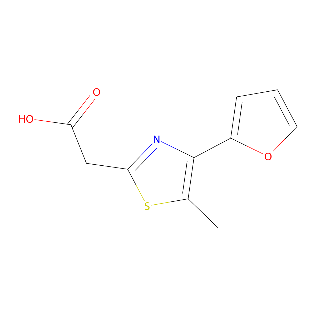 2-[4-(Furan-2-yl)-5-methyl-1,3-thiazol-2-yl]acetic acid molecular structure, CAS 1188154-42-8
