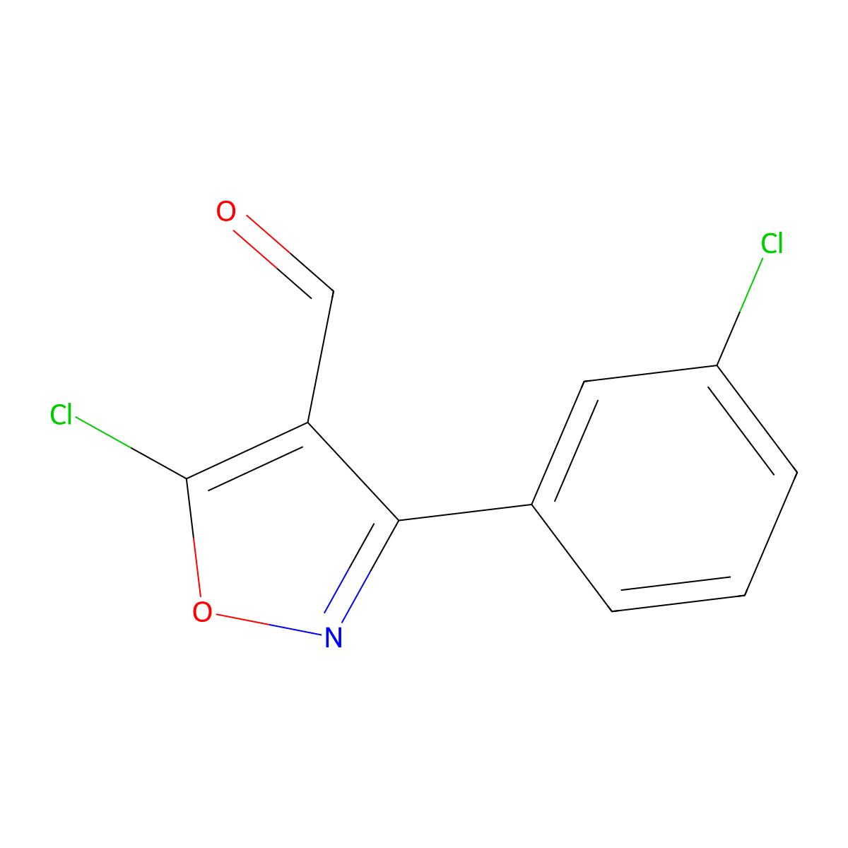 5-Chloro-3-(3-chlorophenyl)-1,2-oxazole-4-carbaldehyde molecular structure, CAS 1188163-40-7