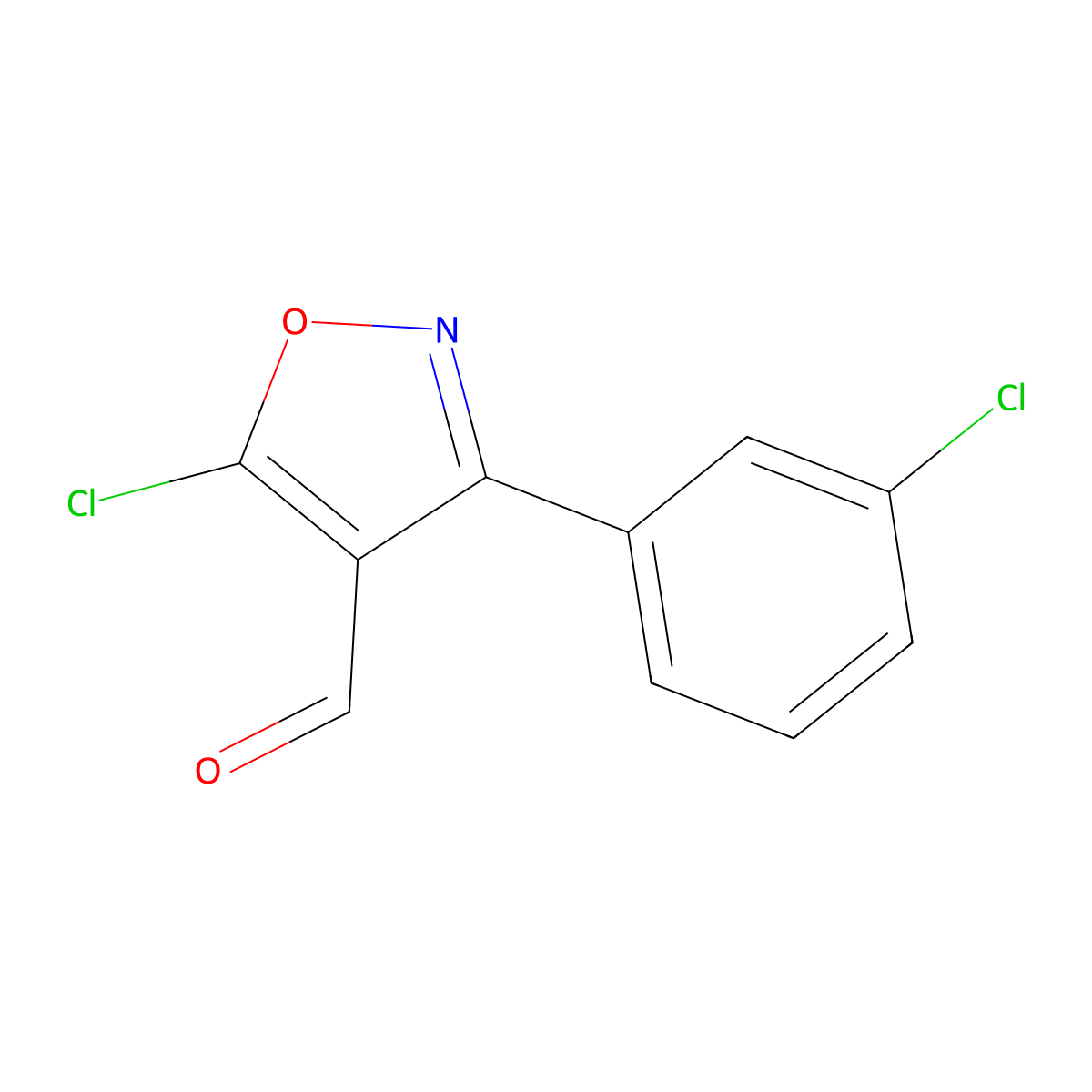 5-Chloro-3-(3-chlorophenyl)-1,2-oxazole-4-carbaldehyde molecular structure, CAS 1188163-40-7