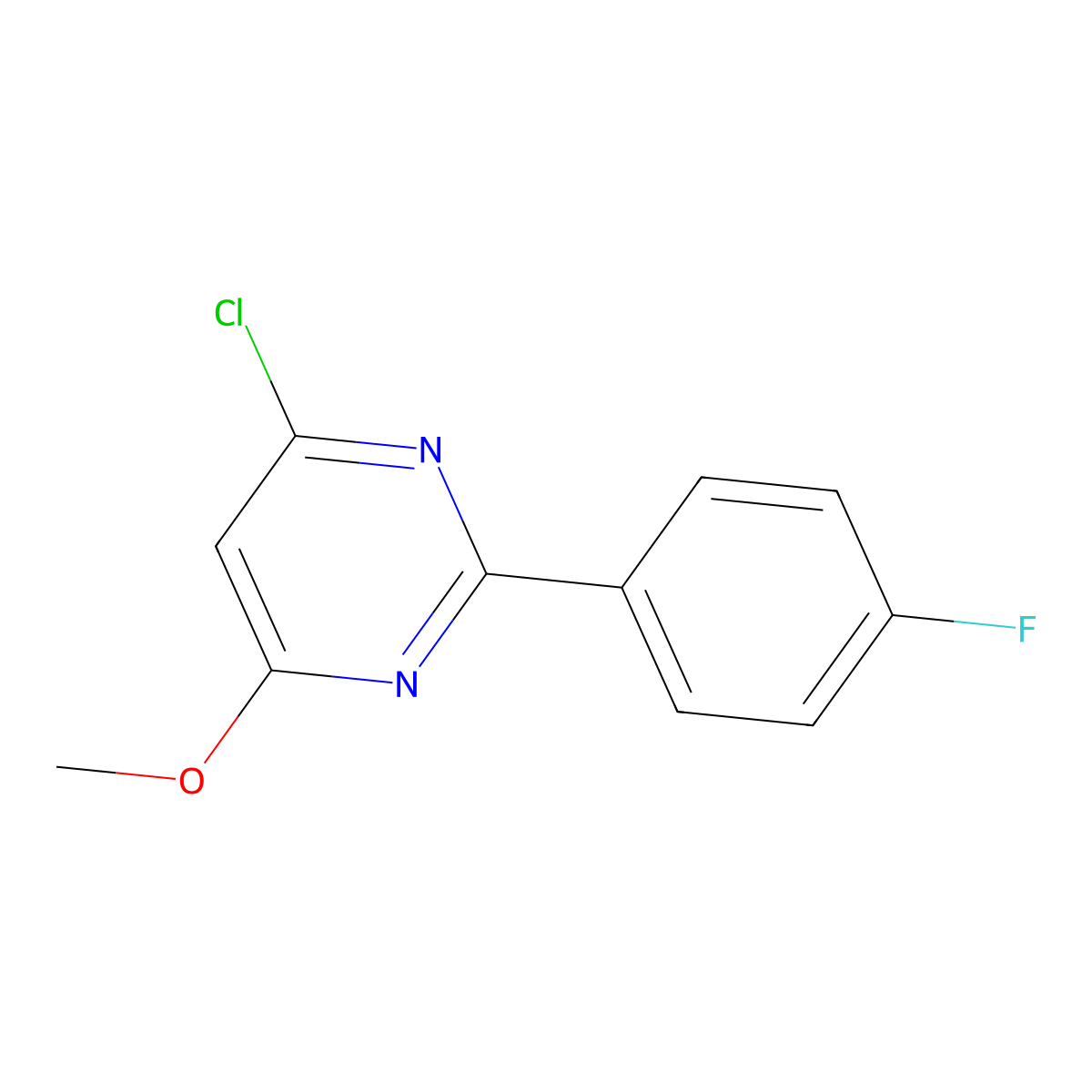 4-Chloro-2-(4-fluorophenyl)-6-methoxypyrimidine molecular structure, CAS 1188166-79-1