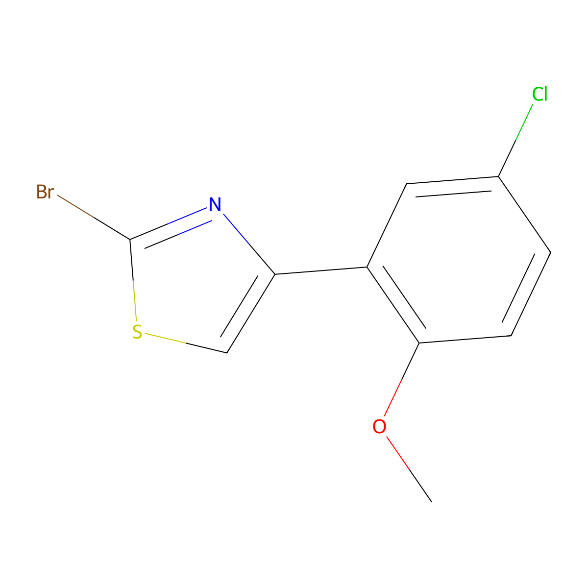2-Bromo-4-(5-chloro-2-methoxyphenyl)thiazole molecular structure, CAS 1188167-73-8