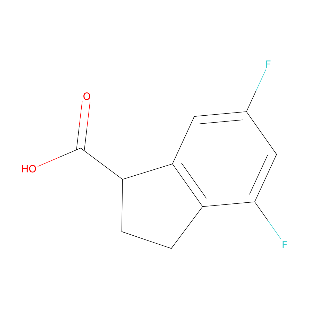 4,6-difluoro-2,3-dihydro-1H-indene-1-carboxylic acid molecular structure, CAS 1188175-57-6