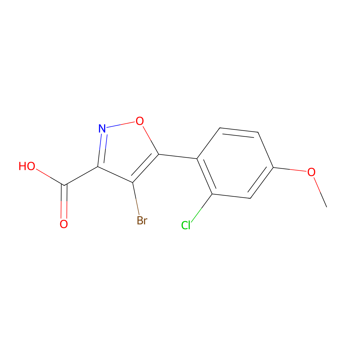 4-Bromo-5-(2-chloro-4-methoxyphenyl)isoxazole-3-carboxylic acid molecular structure, CAS 1188191-28-7