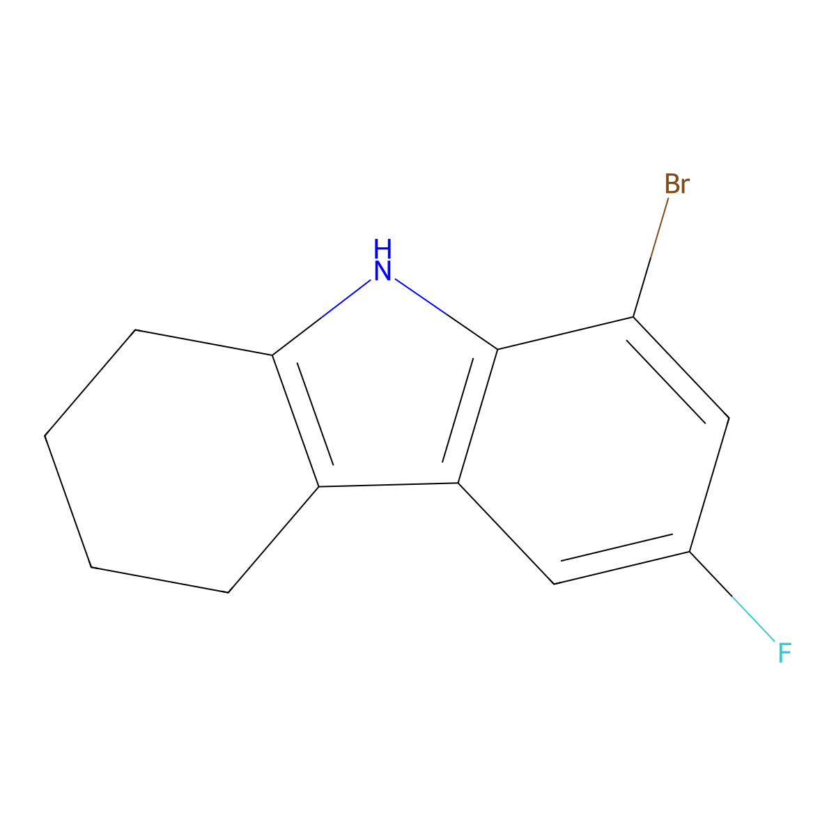 8-bromo-6-fluoro-2,3,4,9-tetrahydro-1H-carbazole molecular structure, CAS 1188195-83-6