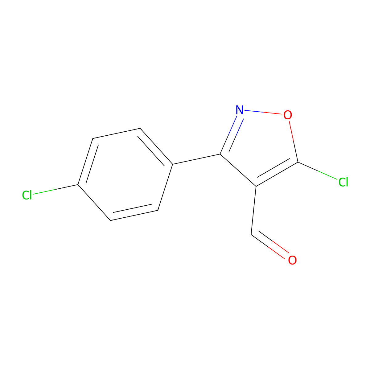 5-Chloro-3-(4-chlorophenyl)-1,2-oxazole-4-carbaldehyde molecular structure, CAS 1188228-71-8