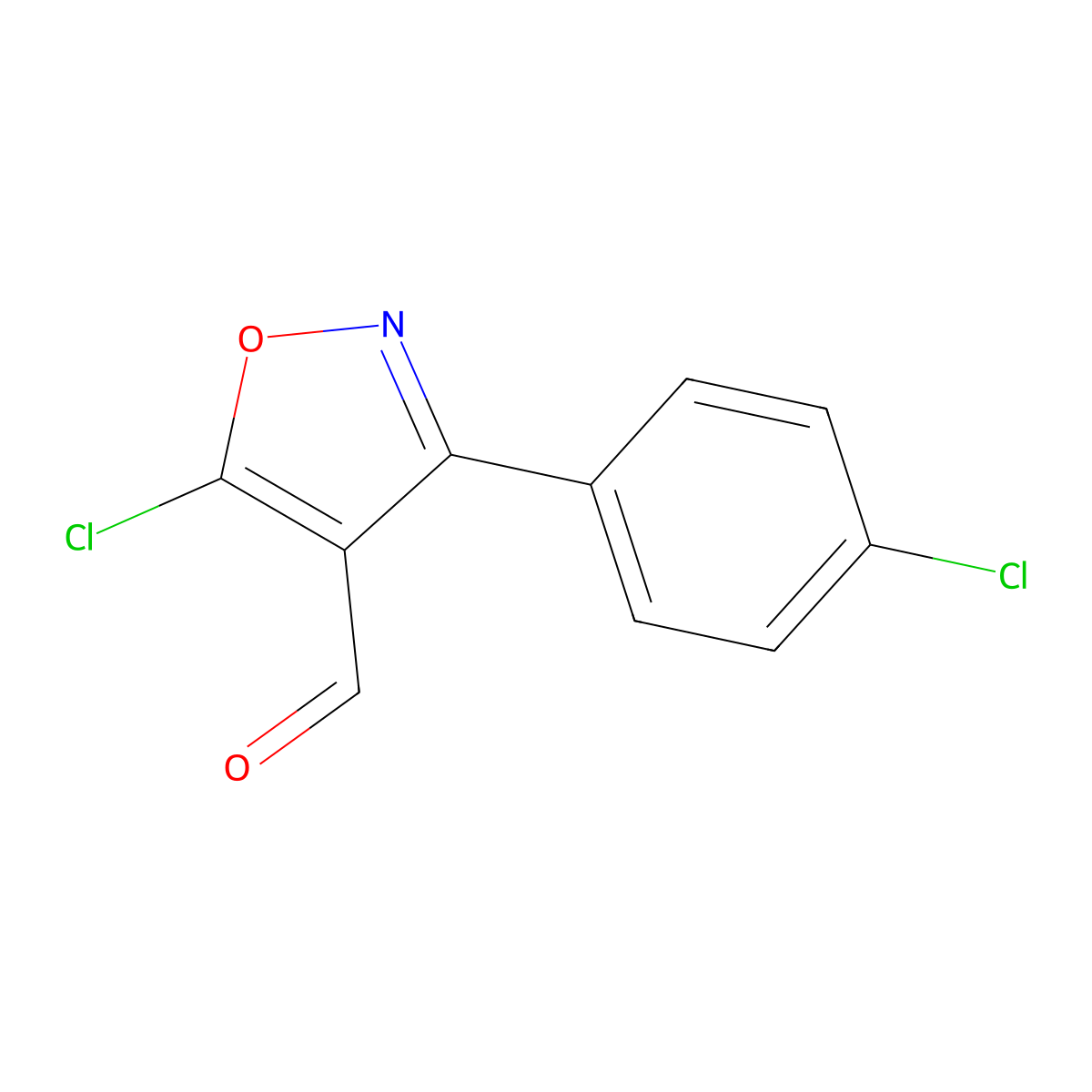 5-Chloro-3-(4-chlorophenyl)-1,2-oxazole-4-carbaldehyde molecular structure, CAS 1188228-71-8