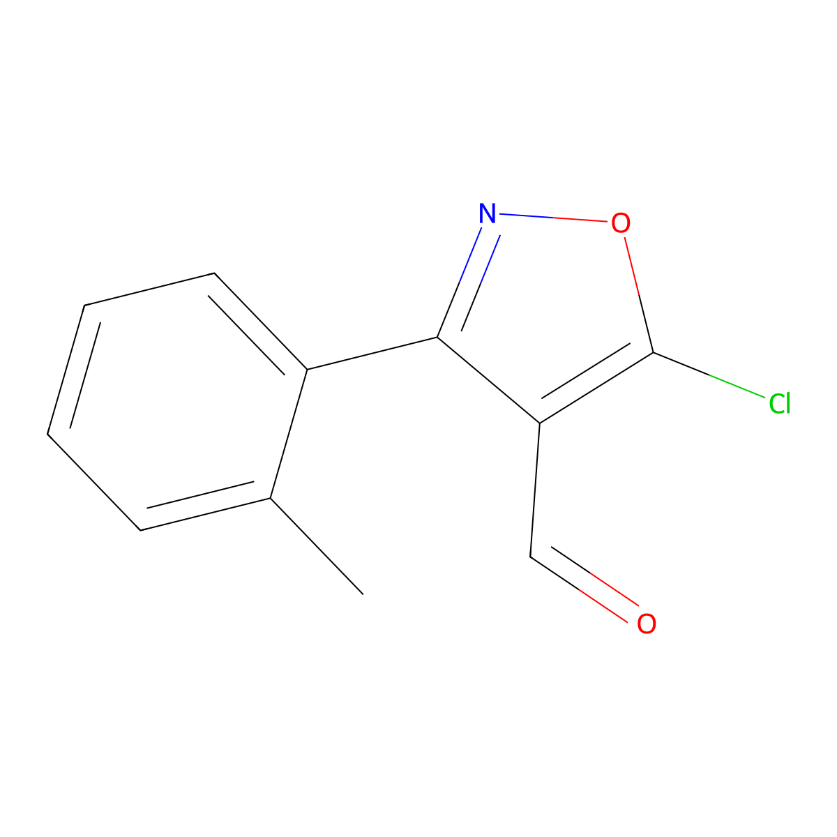 5-Chloro-3-(2-methylphenyl)-1,2-oxazole-4-carbaldehyde molecular structure, CAS 1188228-82-1