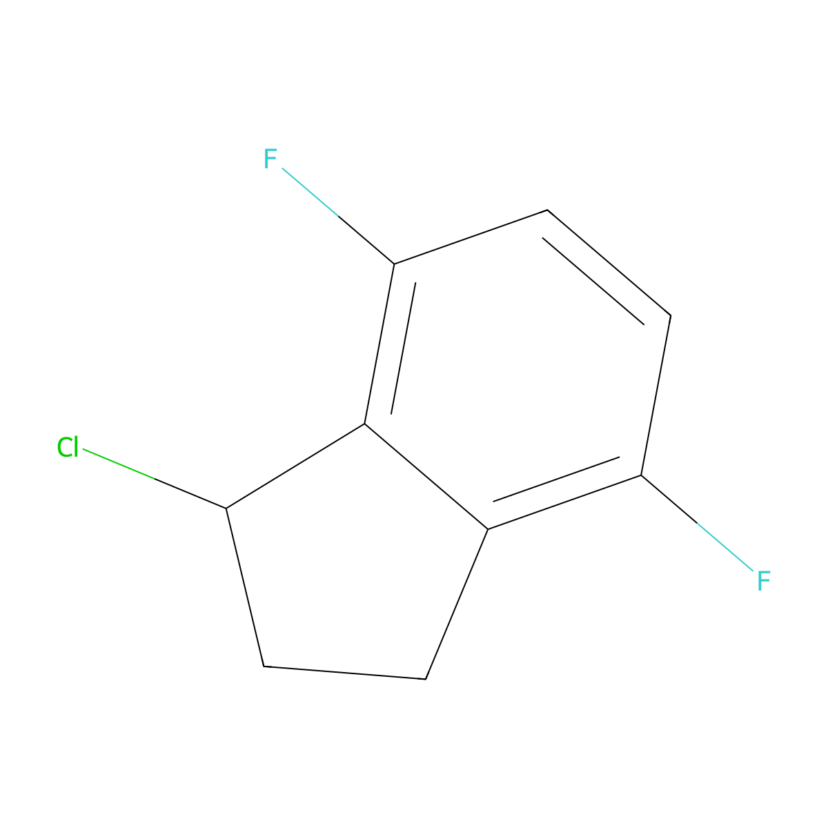 1-chloro-4,7-difluoro-2,3-dihydro-1H-indene molecular structure, CAS 1188233-02-4