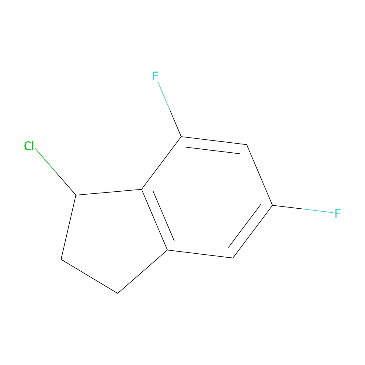 1-chloro-5,7-difluoro-2,3-dihydro-1H-indene molecular structure, CAS 1188233-22-8