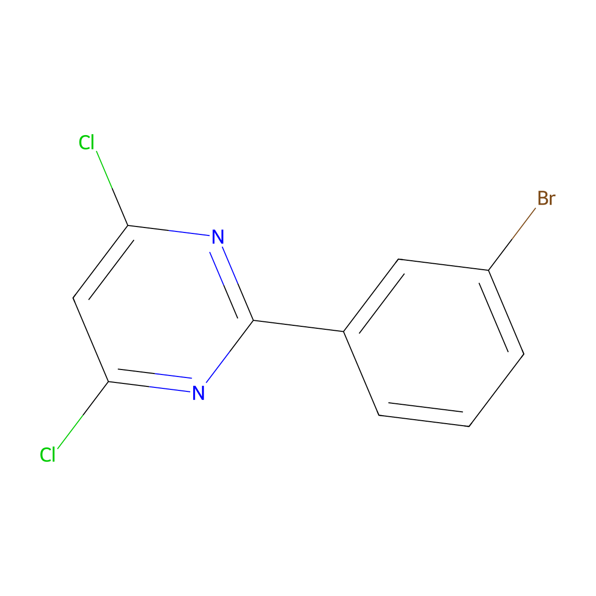 2-(3-Bromophenyl)-4,6-dichloropyrimidine molecular structure, CAS 1188237-09-3