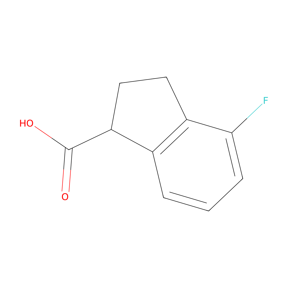 4-fluoro-2,3-dihydro-1H-indene-1-carboxylic acid molecular structure, CAS 1188240-82-5