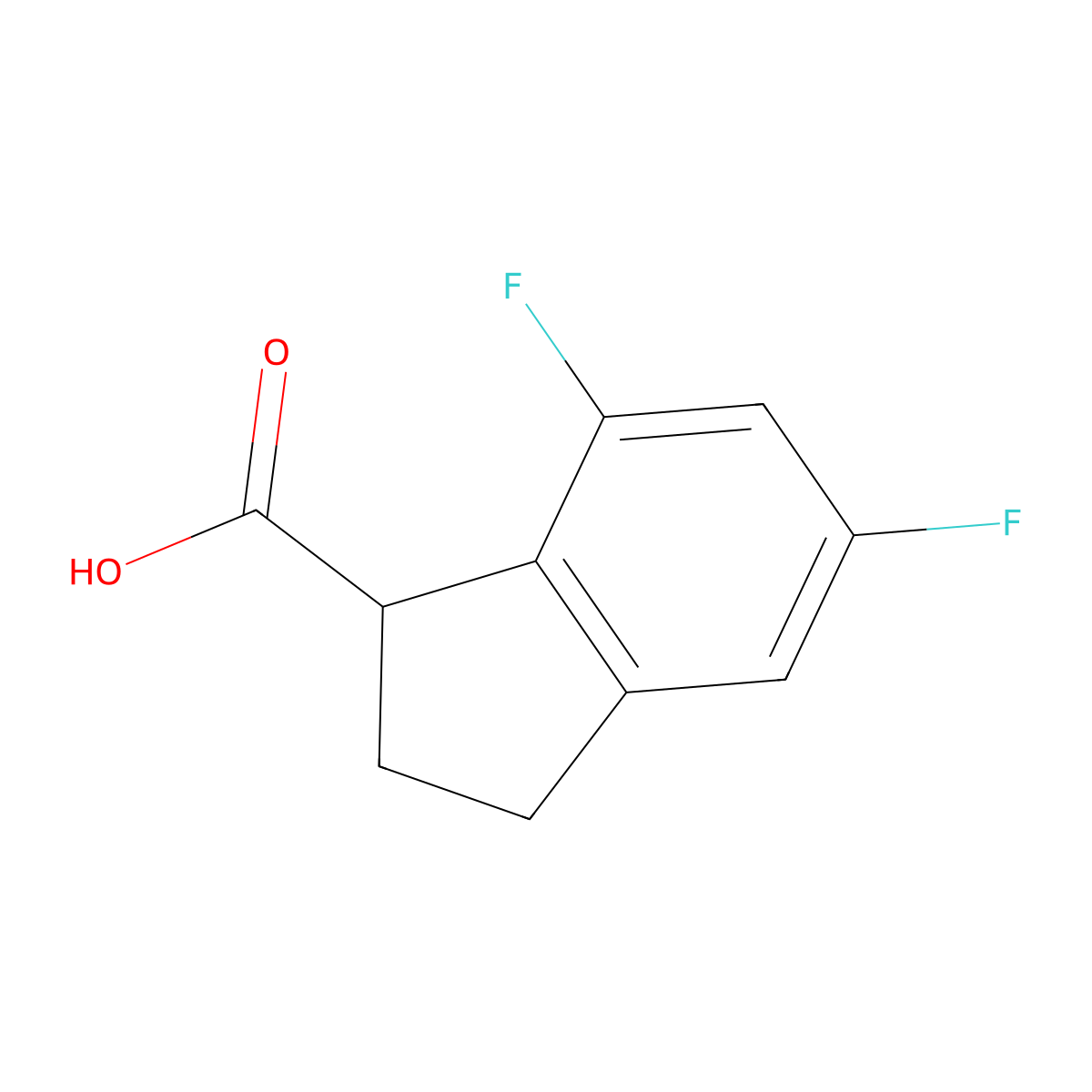 5,7-difluoro-2,3-dihydro-1H-indene-1-carboxylic acid molecular structure, CAS 1188241-26-0
