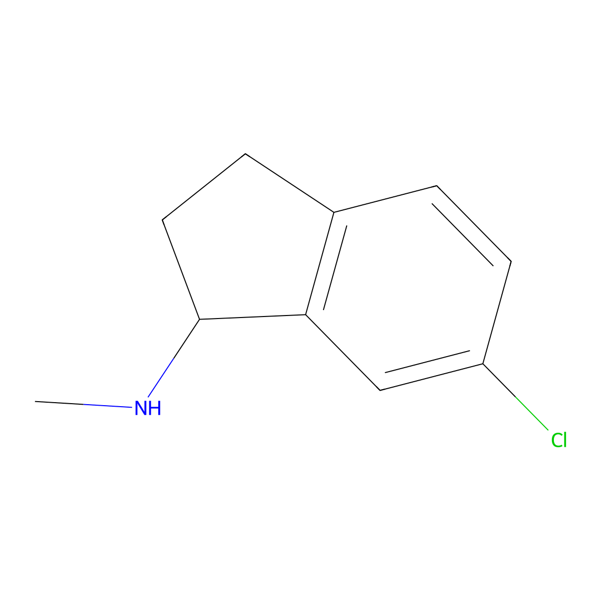 6-chloro-N-methyl-2,3-dihydro-1H-inden-1-amine molecular structure, CAS 1188244-51-0