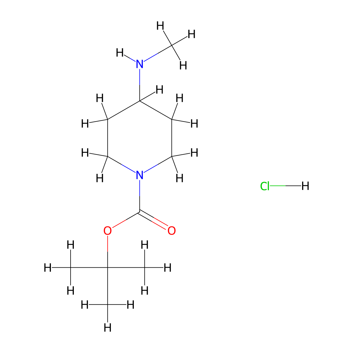 tert-Butyl 4-(methylamino)piperidine-1-carboxylate hydrochloride molecular structure, CAS 1188263-65-1