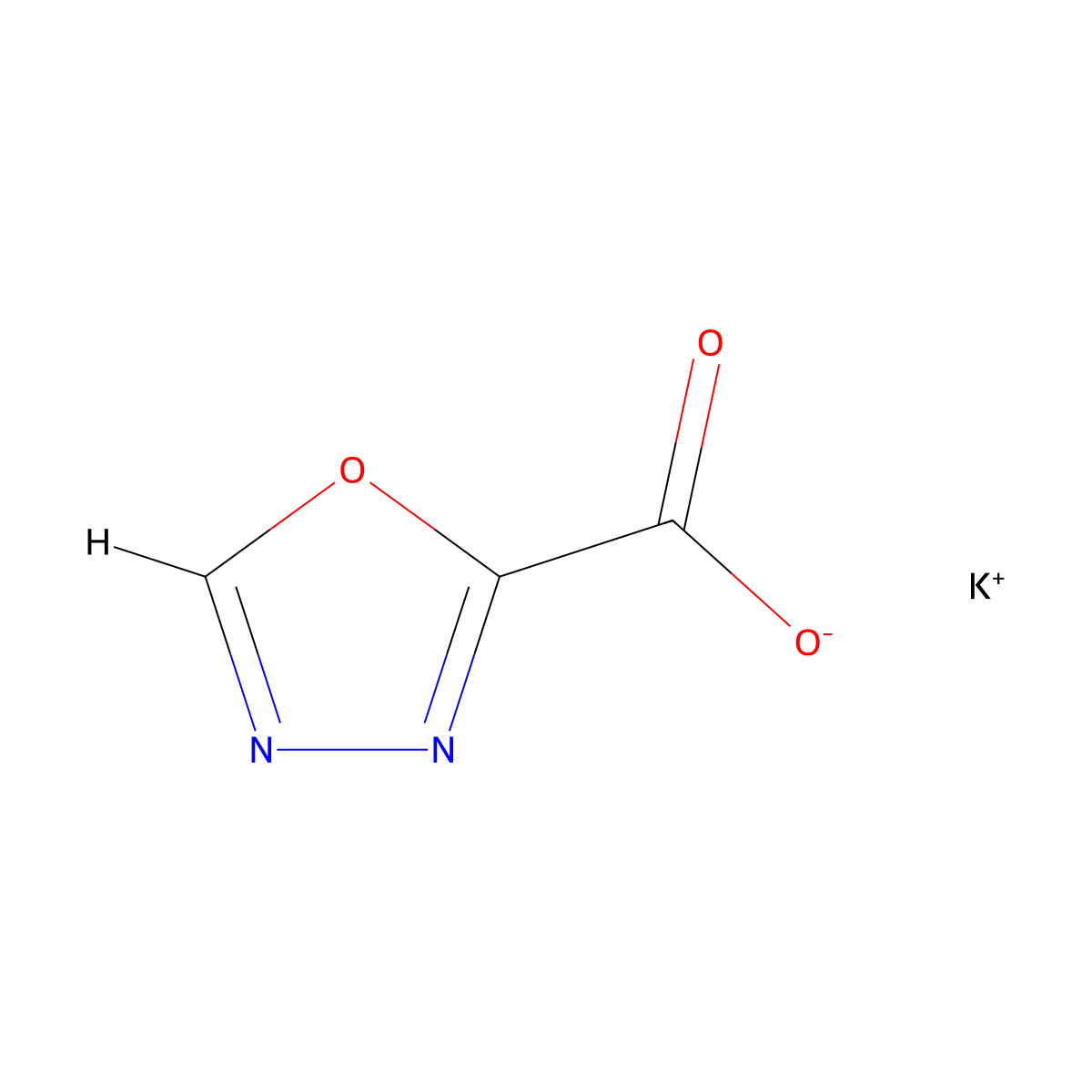 Potassium 1,3,4-oxadiazole-2-carboxylate molecular structure, CAS 1188263-66-2