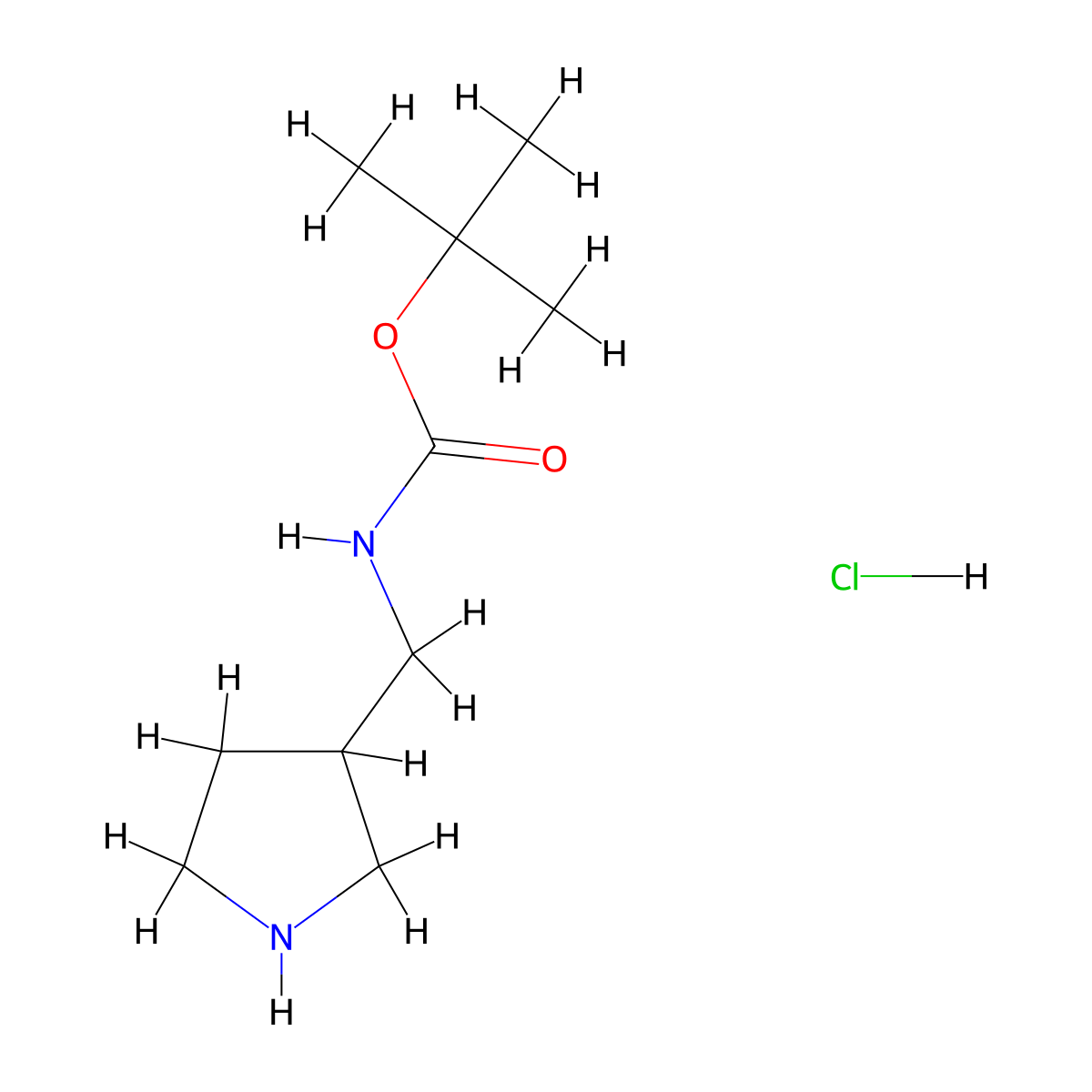 tert-Butyl (pyrrolidin-3-ylmethyl)carbamate hydrochloride molecular structure, CAS 1188263-69-5