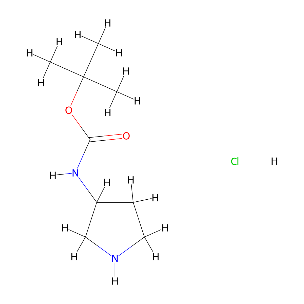 3-(Boc-amino)pyrrolidine Hydrochloride molecular structure, CAS 1188263-72-0
