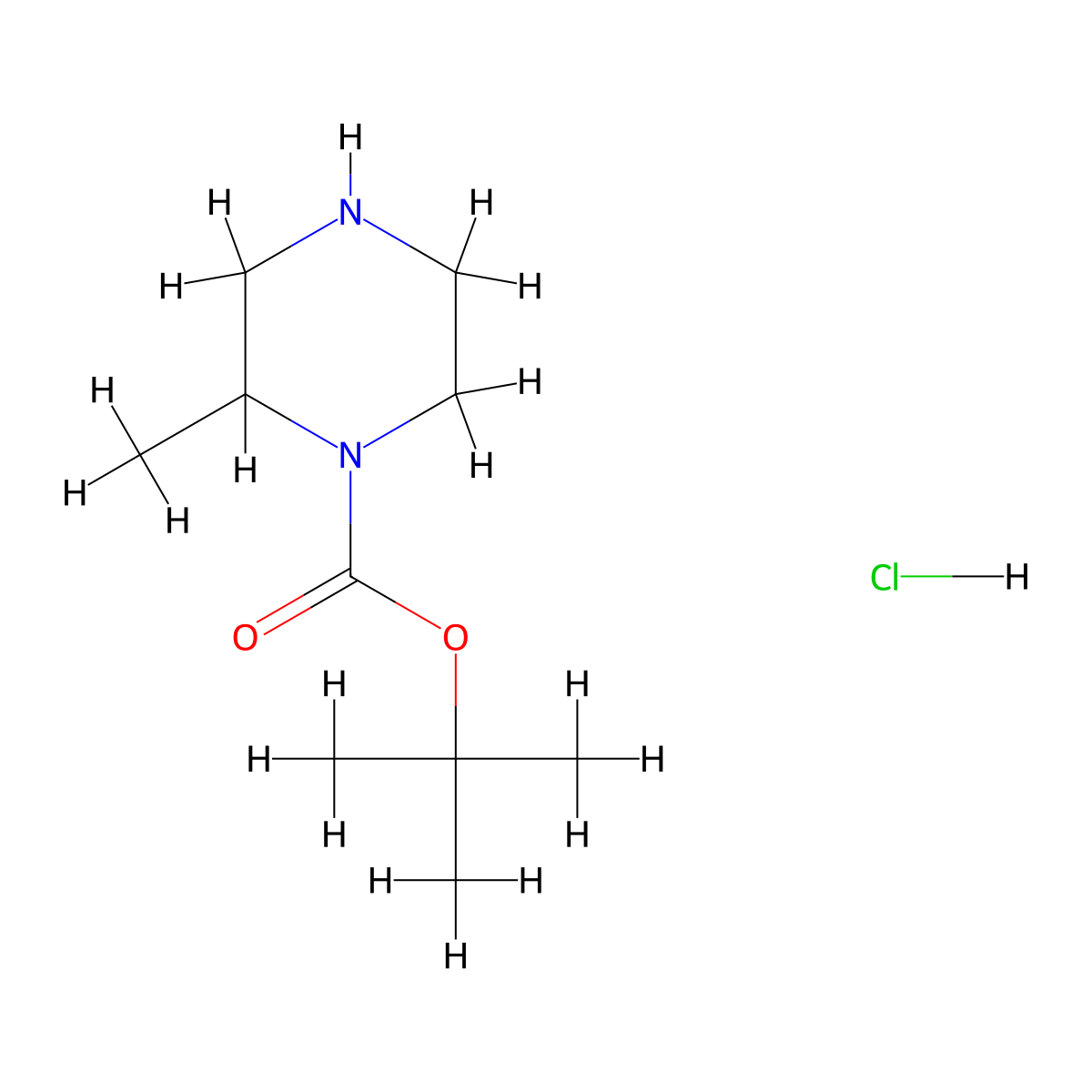 tert-Butyl 2-methylpiperazine-1-carboxylate hydrochloride molecular structure, CAS 1188263-76-4
