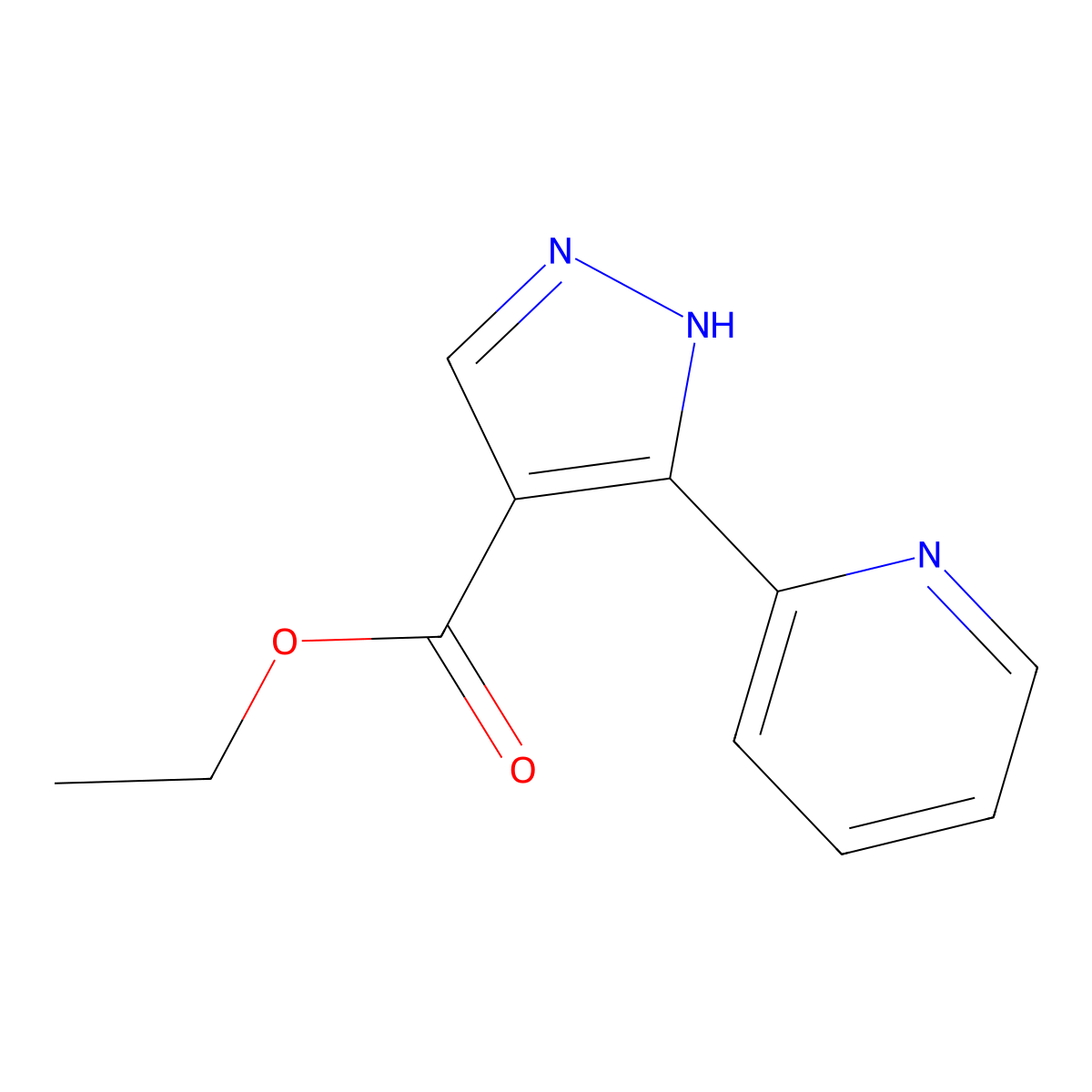 ethyl 3-(pyridin-2-yl)-1H-pyrazole-4-carboxylate molecular structure, CAS 1188263-92-4