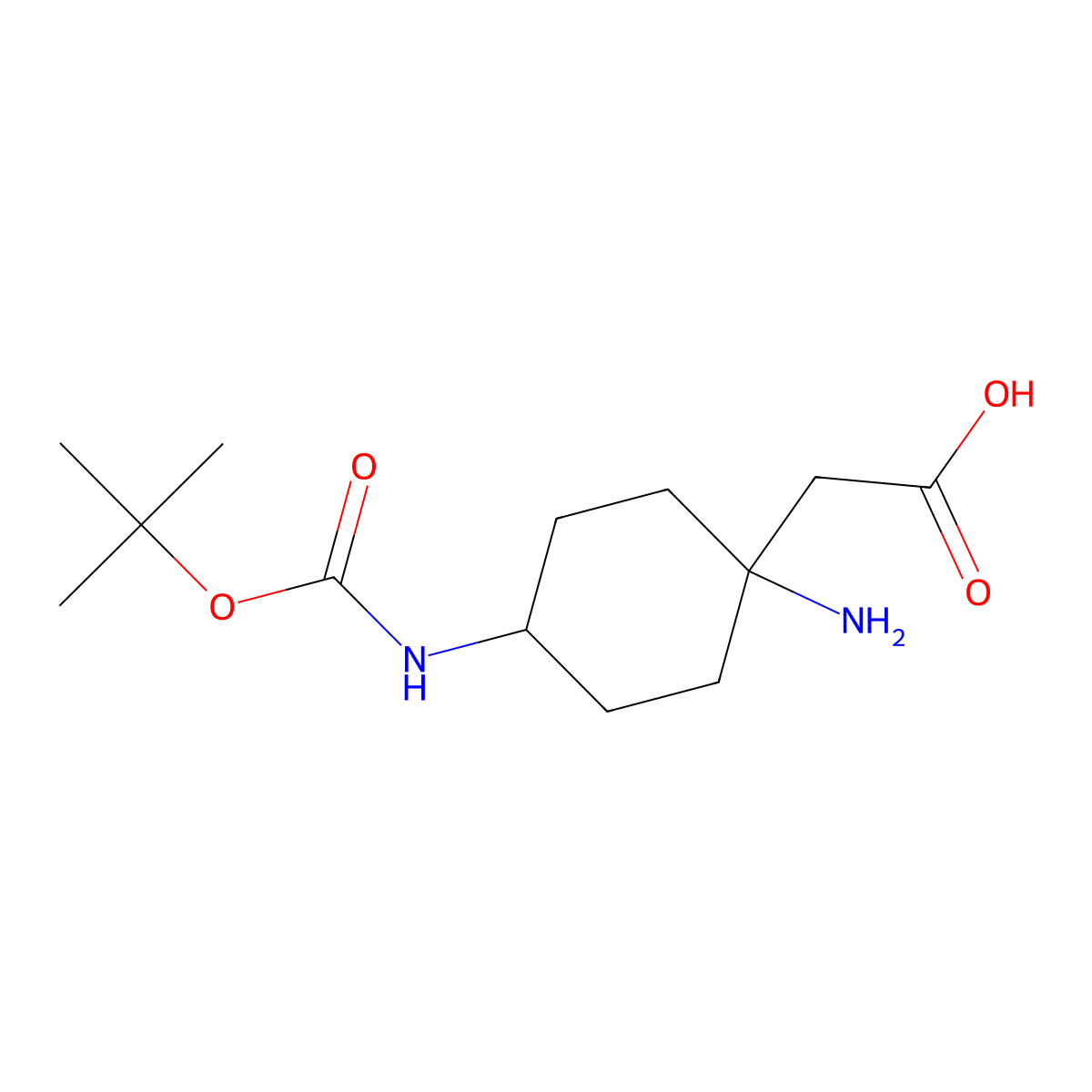 2-(1-Amino-4-(tert-butoxycarbonylamino)cyclohexyl)acetic acid molecular structure, CAS 1188263-93-5