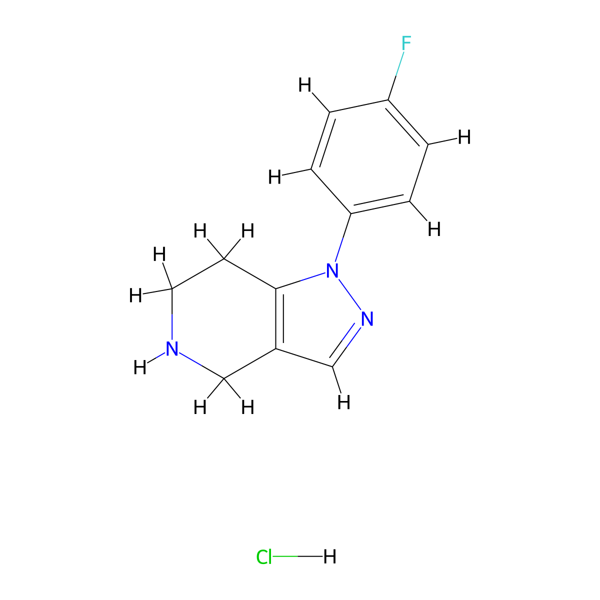 1-(4-Fluorophenyl)-4,5,6,7-tetrahydro-1H-pyrazolo[4,3-c]pyridine hydrochloride molecular structure, CAS 1188264-17-6