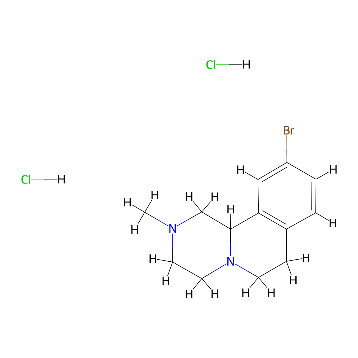 10-Bromo-2-methyl-2,3,4,6,7,11b-hexahydro-1H-pyrazino[2,1-a]isoquinoline dihydrochloride molecular structure, CAS 1188264-49-4