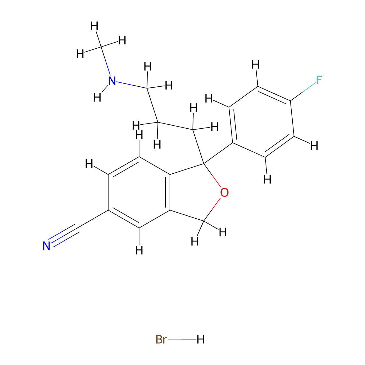 rac Desmethyl Citalopram Hydrobromide molecular structure, CAS 1188264-72-3