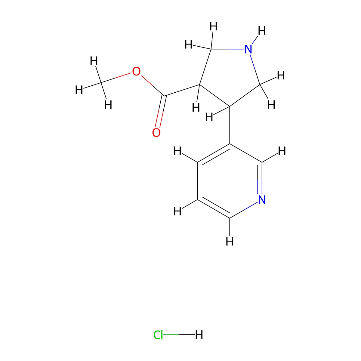 Methyl4-(pyridin-3-yl)pyrrolidine-3-carboxylatehydrochloride molecular structure, CAS 1188265-08-8