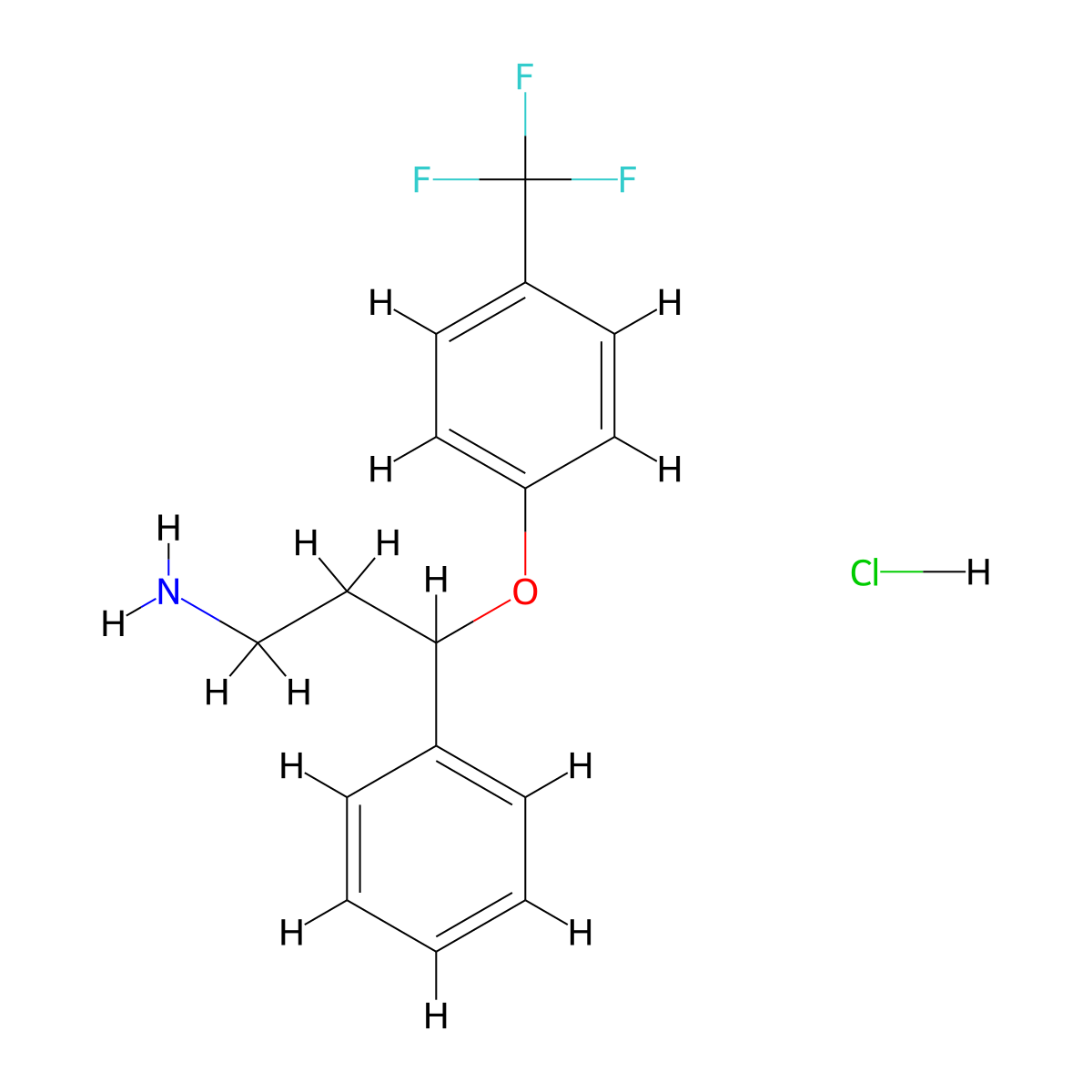Norfluoxetine hydrochloride molecular structure, CAS 1188265-34-0