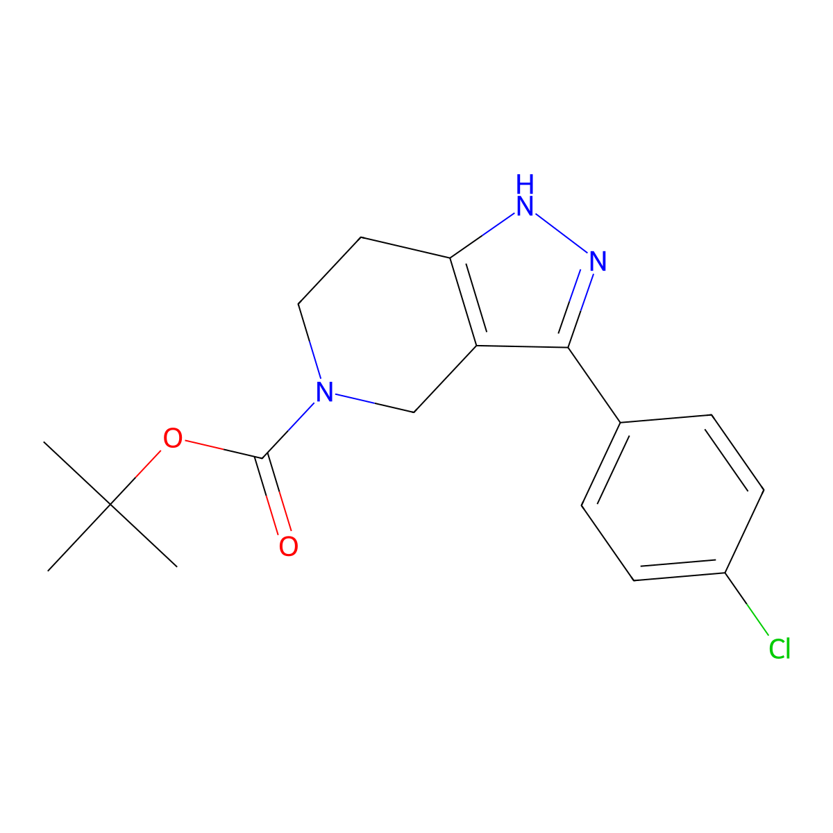 Tert-butyl 3-(4-chlorophenyl)-6,7-dihydro-1H-pyrazolo[4,3-C]pyridine-5(4H)-carboxylate molecular structure, CAS 1188265-37-3