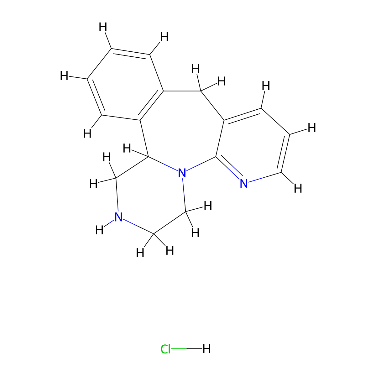 Desmethyl Mirtazapine Hydrochloride molecular structure, CAS 1188265-41-9