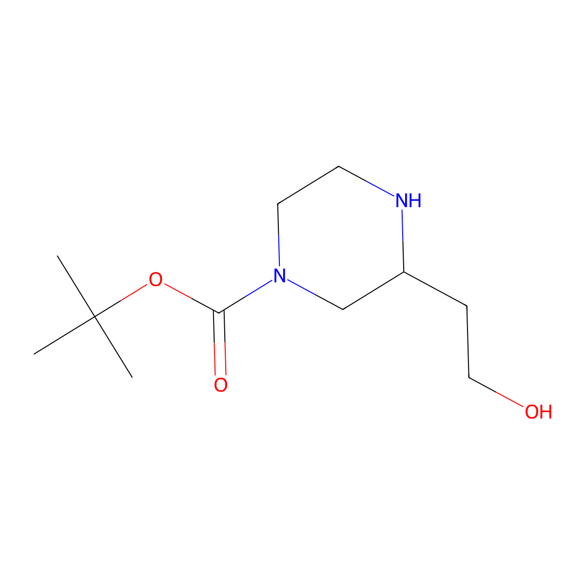 tert-Butyl 3-(2-hydroxyethyl)piperazine-1-carboxylate molecular structure, CAS 1188265-73-7