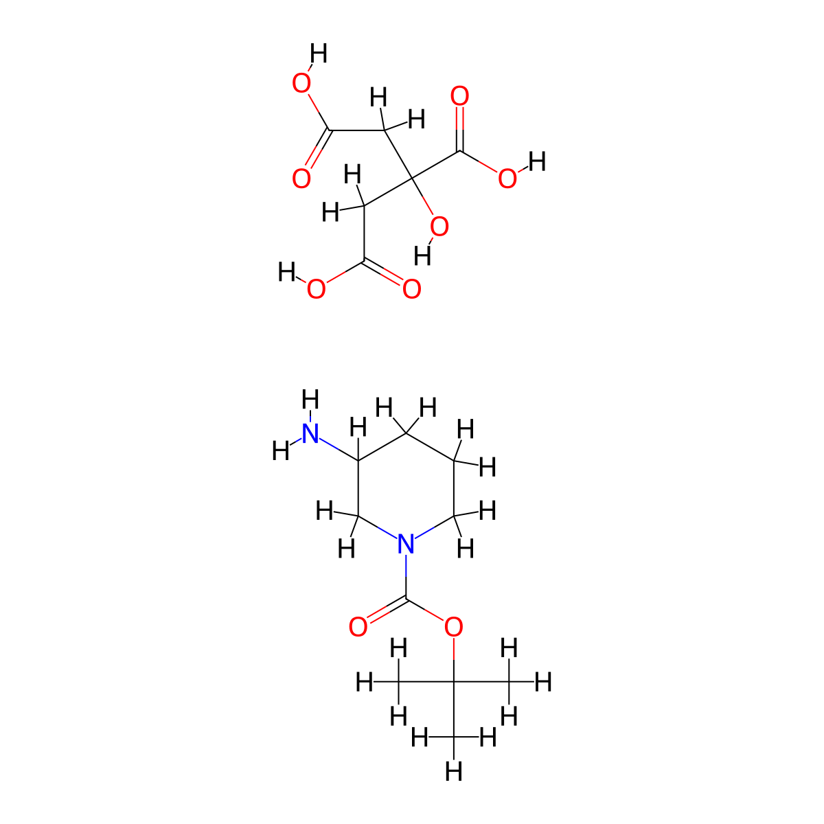 tert-Butyl 3-aminopiperidine-1-carboxylate 2-hydroxypropane-1,2,3-tricarboxylate molecular structure, CAS 1188265-75-9