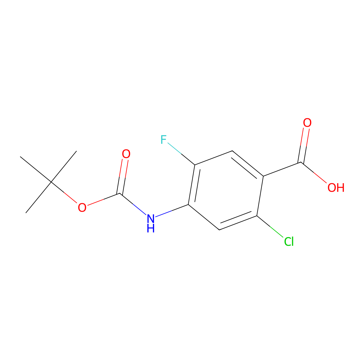 4-{[(Tert-butoxy)carbonyl]amino}-2-chloro-5-fluorobenzoic acid molecular structure, CAS 1188266-00-3