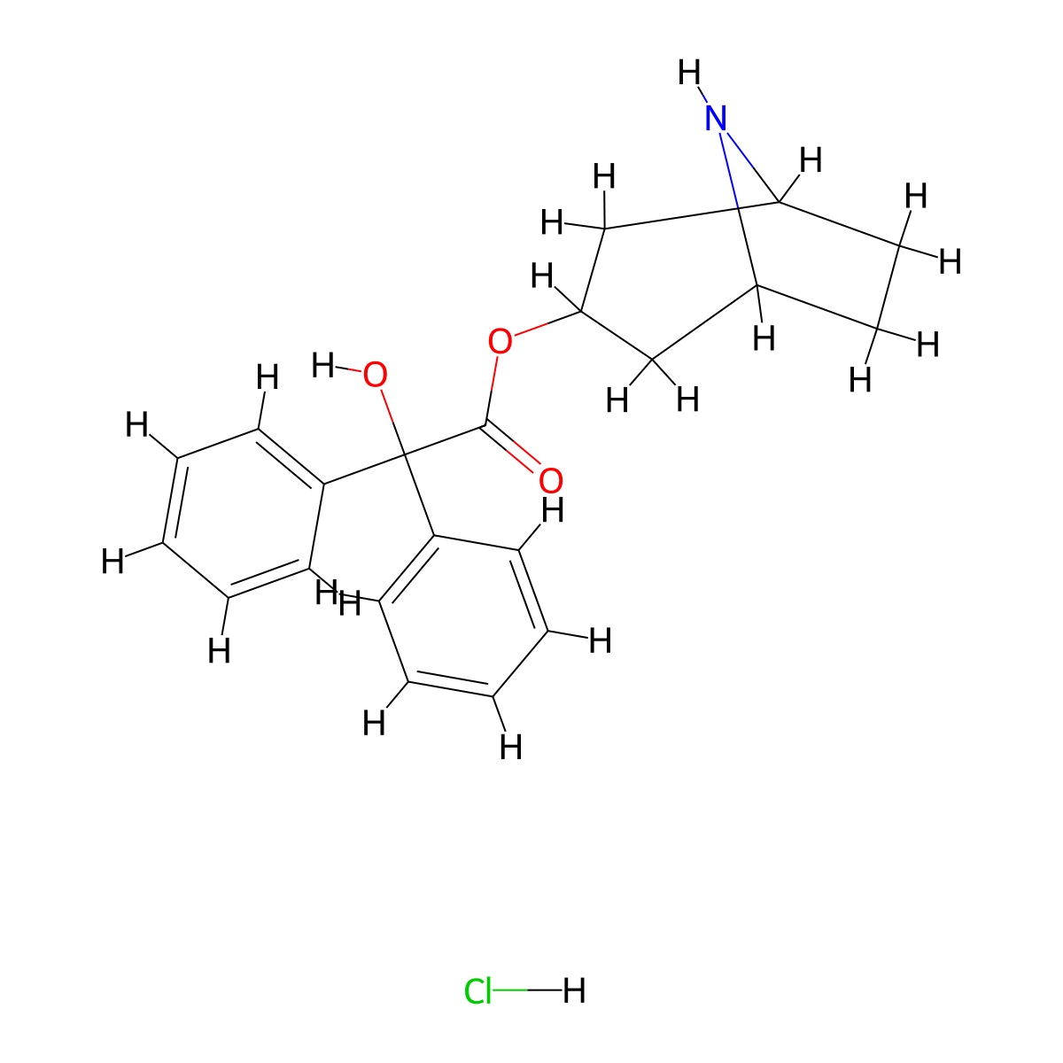 endo-8-Azabicyclo[3.2.1]octan-3-yl 2-hydroxy-2,2-diphenylacetate hydrochloride molecular structure, CAS 1188266-02-5