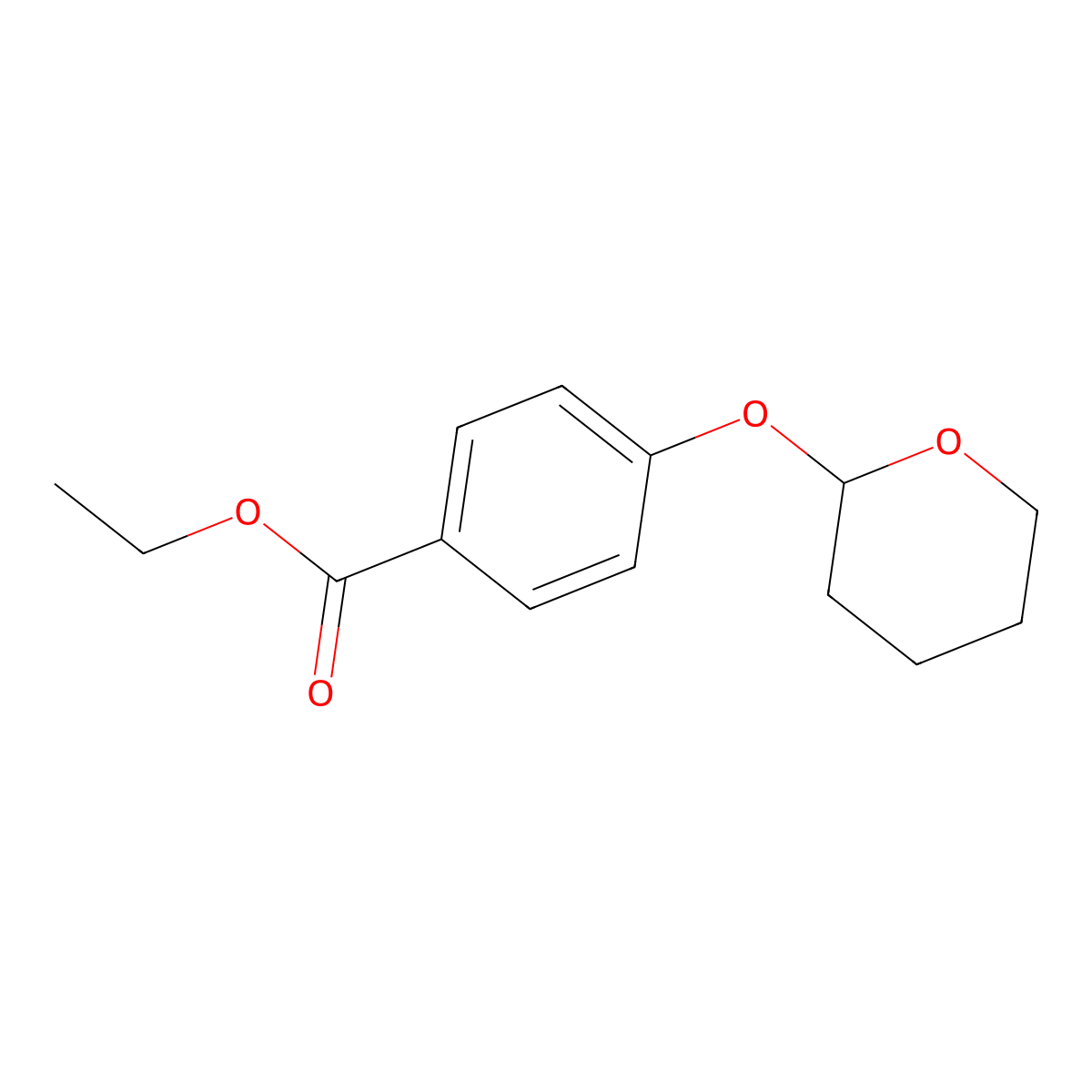 Benzoic acid, 4-[(tetrahydro-2H-pyran-2-yl)oxy]-, ethyl ester molecular structure, CAS 118827-08-0