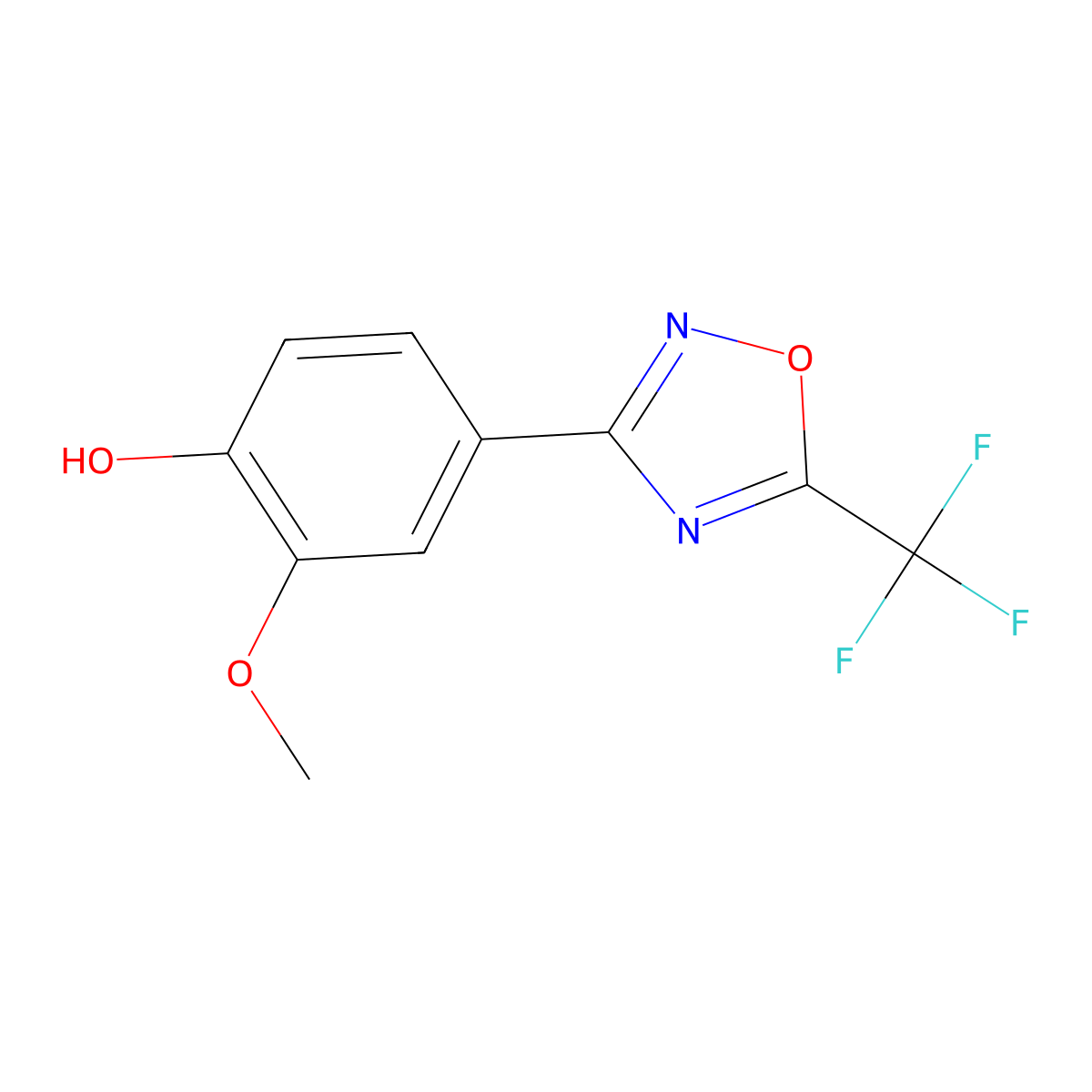 2-Methoxy-4-[5-(trifluoromethyl)-1,2,4-oxadiazol-3-yl]phenol molecular structure, CAS 118828-32-3