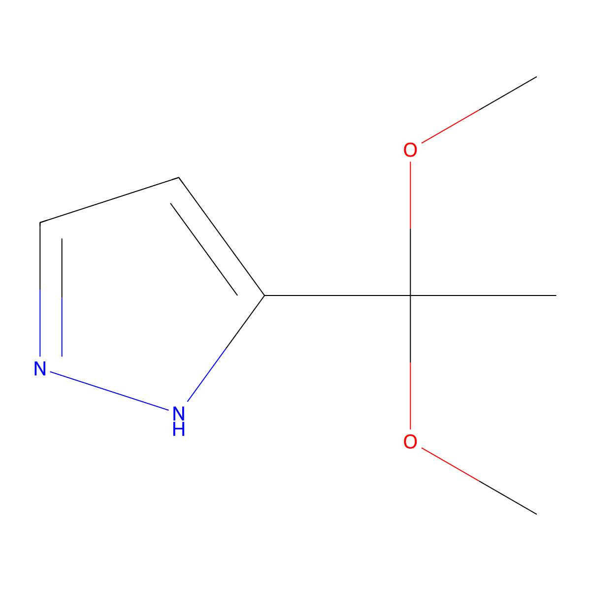 5-(1,1-Dimethoxyethyl)-1H-pyrazole molecular structure, CAS 1188281-53-9