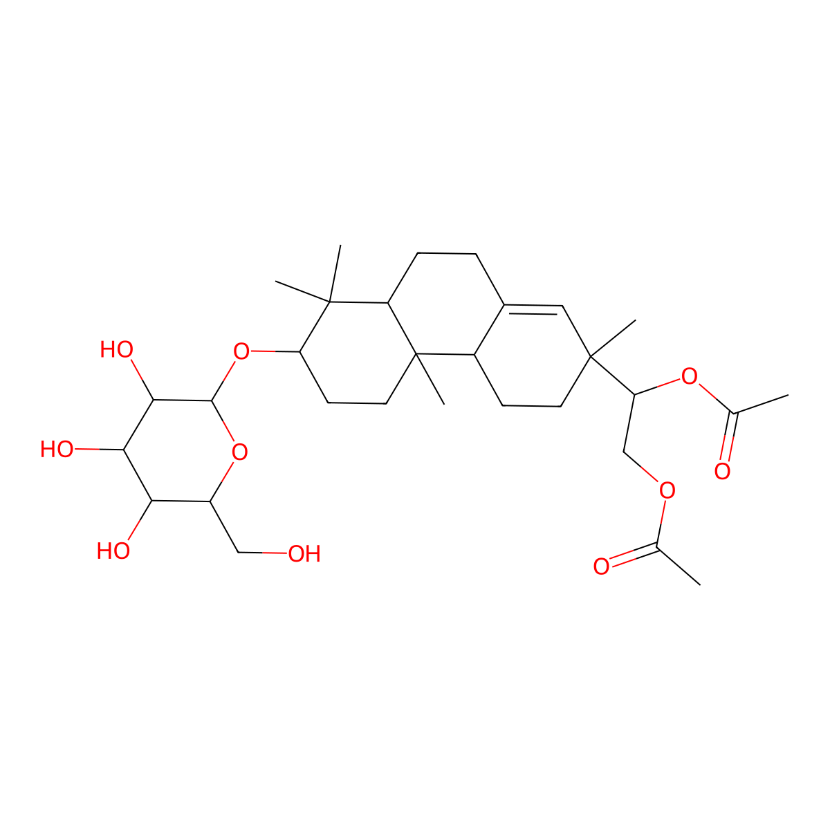 [2-acetyloxy-2-[2,4b,8,8-tetramethyl-7-[3,4,5-trihydroxy-6-(hydroxymethyl)oxan-2-yl]oxy-4,4a,5,6,7,8a,9,10-octahydro-3H-phenanthren-2-yl]ethyl] acetate molecular structure, CAS 1188282-02-1