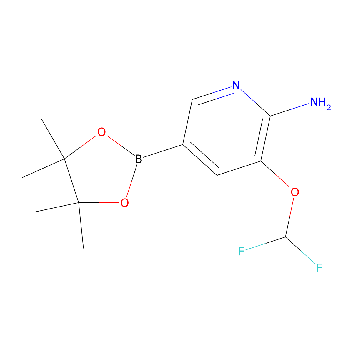 3-(Difluoromethoxy)-5-(tetramethyl-1,3,2-dioxaborolan-2-yl)pyridin-2-amine molecular structure, CAS 1188302-00-2